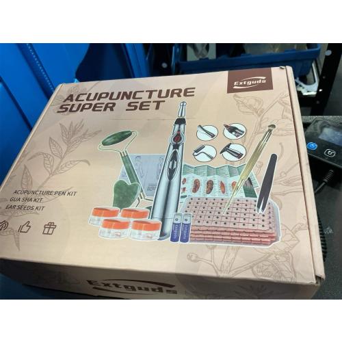 Acupuncture Super Set: 5-Head Electronic Acupuncture Pen   Gua Sha Tool   Ear Seeds   Retractable Acupuncture Pen   4 x Extra Massaging Gel   Tweezers Chart Batteries (Acupuncture Set(with A new bag))