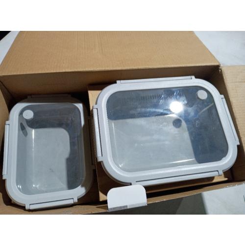 Safdie Ceramic Food Storage Set, 5 Containers with Glass Lids, Leak-Free Kitchen Containers (GRAY)