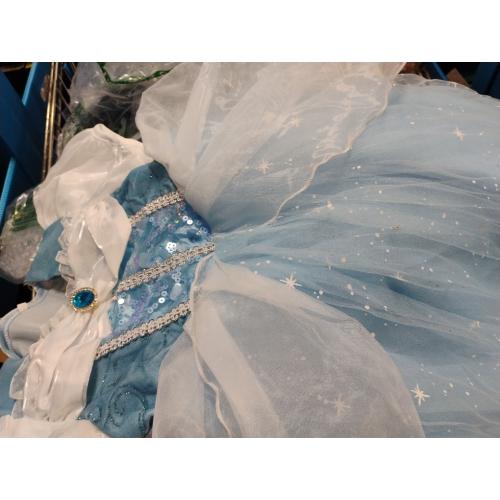 4-5T Girls Princess Dress Kids Halloween CarnivParty Cosplay Costume Toddler Puffy Sleeve Blue Fancy Outfit