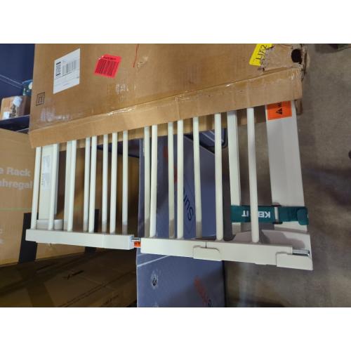 Babelio Baby Gate for Stairs, Kitchen & Doorways, 26-43 W 28 H No Bottom Bar| Easy Installation| One-Handed Operation| Auto-Close| Hardware Mount (Drill Needed) Safety Dog/Pet Gate Indoor (White)