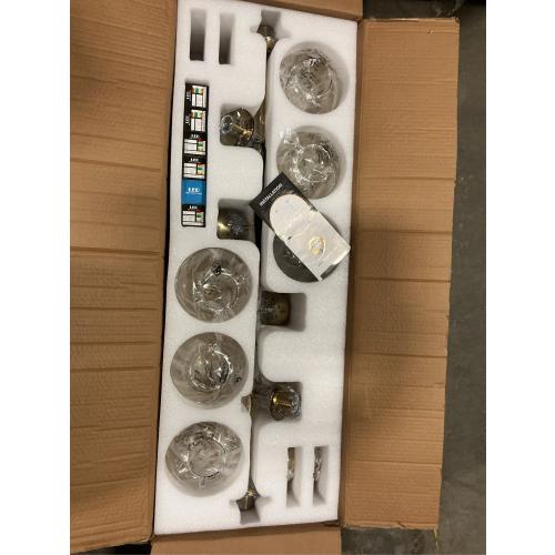 KCO Lighting Globe Linear Chandelier 6 Light Amber Glass Pendant Light Fixture Gold Kitchen Island Lighting Long Brass Sputnik Chandelier Dining Room Light Fixtures Over Table