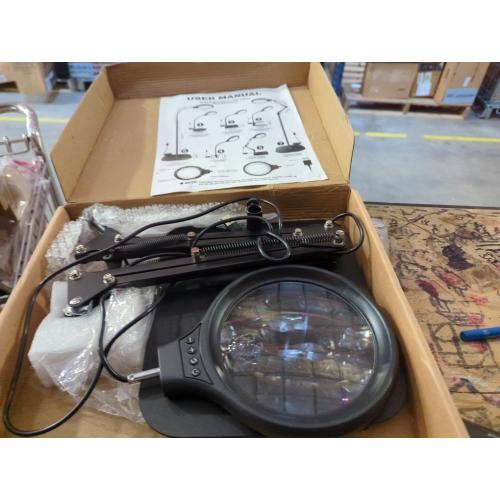 NZQXJXZ 10X 30X Large Magnifying Glass with Light and Stand, 5-inch LED Lighted Magnifier, 3 Color Modes Stepless Dimmable, Hands-Free Magnifying Glass Desk Lamp for Reading Craft Hobby Close Work