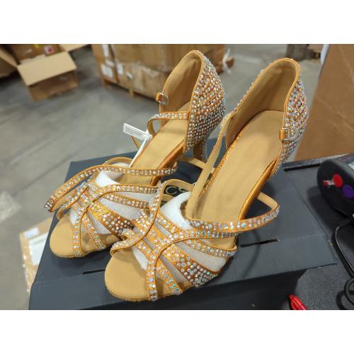 Size 9 Danceand Sway Women’s Rhinestone Salsa Latin Dance Shoes Ballroom Satin Dance Shoe Bachata Practice Dancing Shoes