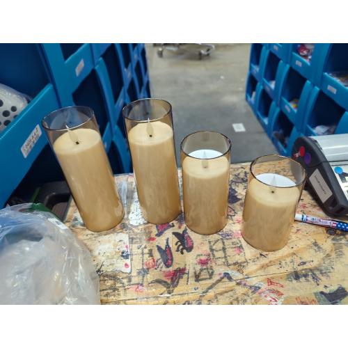 Tyawon Glass Battery Operated LED Flameless Candles with Remote and Timer, Real Wax Candles Warm Color Flickering Light for Festival Wedding Home Party Decor(Pack of 3)-Gold