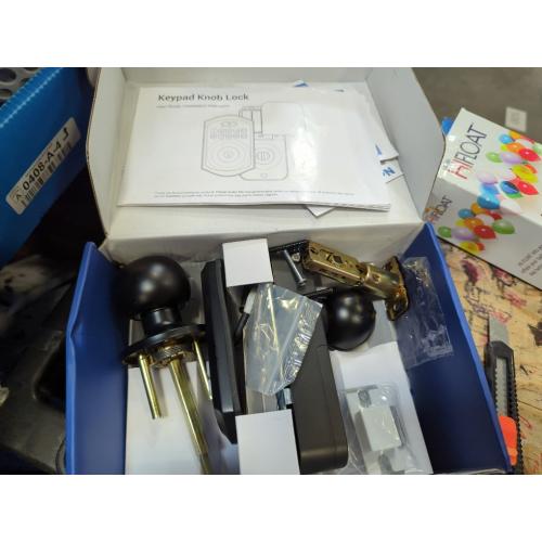 Keypad Smart Door Lock with Knob, Yamiry Keyless Entry Digital Lock with Handle, Fingerprint Electronic Knob for Front Door, Generate Passcode Remotely, Easy Installation