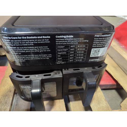 CHEFMAN 6 Quart Dual Basket Air Fryer Oven with Easy View Windows, Sync Finish, Hi-Fry, Auto Shutoff, 2 Independent 3Qt Nonstick Dishwasher Safe Frying Baskets, Digital Double Air Fryer - Black