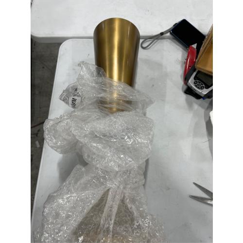 Oliver 22.25 in. Mid-Century Glam Retro Metal Drink Table with Marble Top, Gold/White