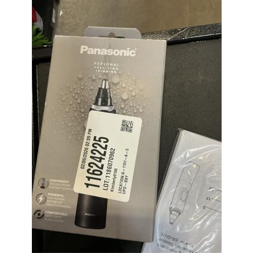 Panasonic ER-GN70-K Men's Ear and Nose Hair Trimmer with Vacuum Cleaning System - Wet/Dry - Black/Silver