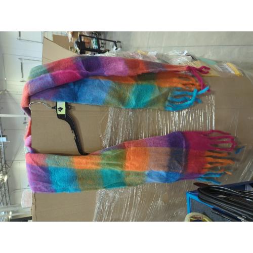 Winter Warm Super Soft Rainbow Long Shawl,Women's Faux Cashmere Knitted Thick Blanket Scarf,Tassels Scarf
