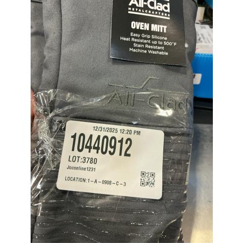 All-Clad Silicone Oven Mitts: Heat Resistant up to 500 Degrees - 100% Cotton & Silicone, 14x7 Oven Mitt for Kitchen and Barbeque, 2-Pack, Pewter