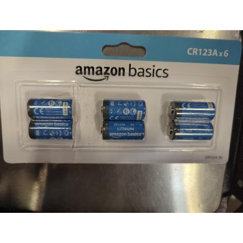 Amazon Basics 6-Pack Non-Rechargeable CR123A Lithium Batteries, 3 Volt, Up to 10-Year Shelf Life