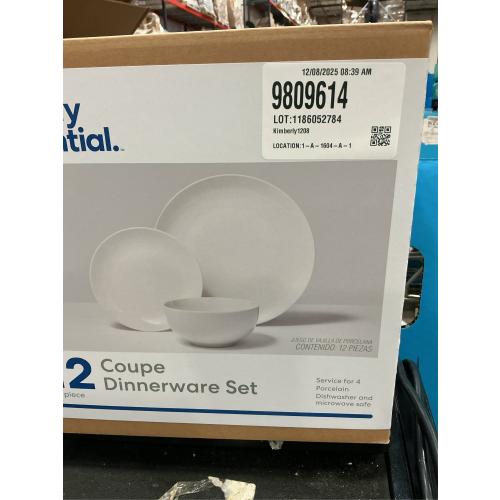 Simply Essential Coupe 12-Piece Dinnerware Set in White