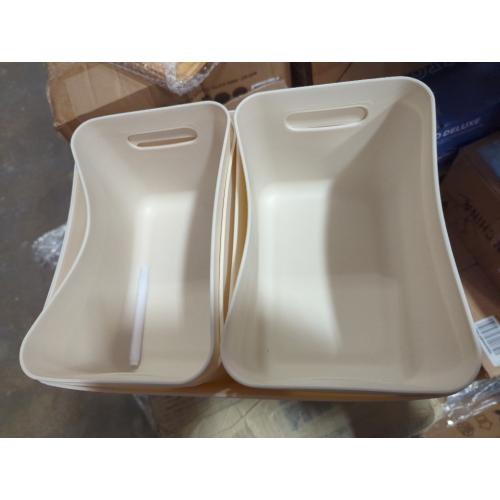 Suzile 6 Packs Plastic Storage Bins with Bamboo Lids Christmas Stackable Storage Containers for Xmas Decoration Ornaments Document Paper Organizing, with Labels and Marker(Multiple Size)