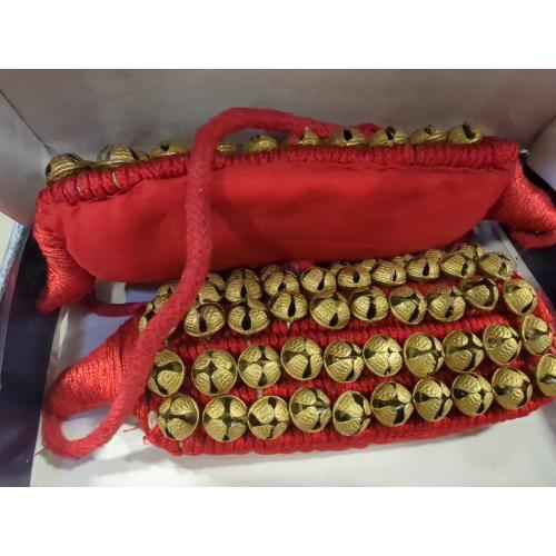 Set of 2 eSplanade Dance Ghungroo (50   50) Red 5 Line Ghungroo with Cushion Pads | Bell, Ghungru 5 Line Red Pad