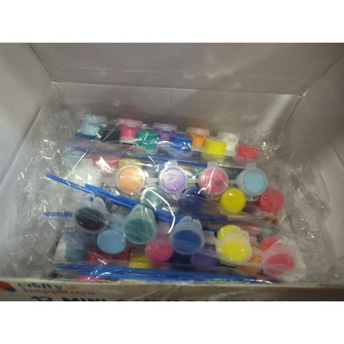 Set of 12 Mini Canvas and Easel Set with 10 Colors Acrylic Paint in Bulk Set of 12 - Kids Art Party Favors & Party Supplies - 4x4 Small Canvases for Painting with Mini Easel - Paint for Kids