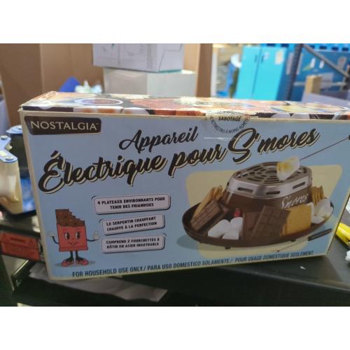 Nostalgia Tabletop Indoor Electric S'mores Maker - Smores Kit With Marshmallow Roasting Sticks and 4 Trays for Graham Crackers, Chocolate, and Marshmallows - Movie Night Supplies - Brown