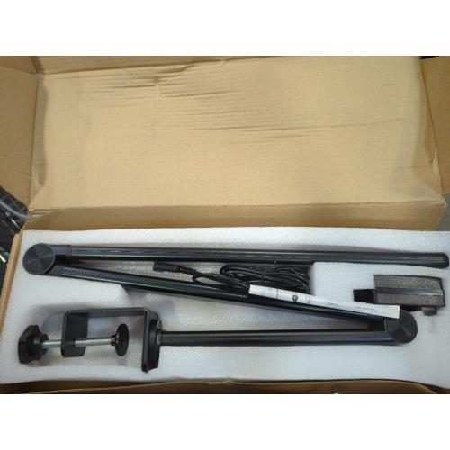 Black ShineTech LED Desk Lamp with Clamp, Architect Lamp for College Dorm & Home Office, Dual Lights with 4CCCT & 5 Brightness Levels for Sewing, Studying, Working