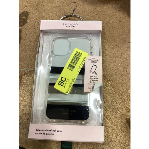 kate spade new york Defensive Hardshell Case (1-PC Comold) for iPhone 11 Pro, Park Stripe Gold Foil/Black/Cream/Cream Bumper/Clear