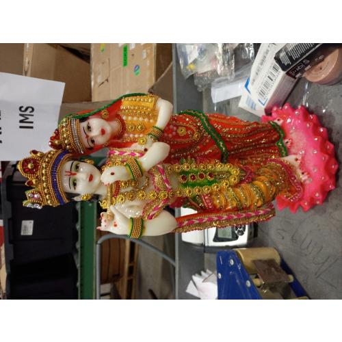 eSplanade Radha Krishna Kishan Standing on a Lotus Murti Idol Statue Sculpture - Resin - 16 Inches