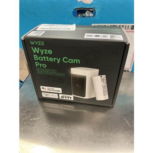 WYZE Battery Cam Pro, Wireless, No Hub, 2K HDR IP65 Outdoor/Indoor Smart Security Camera, Color Night Vision, Integrated Spotlight & Siren, Rechargeable Battery, 2-Way Audio, White, 1-Pack