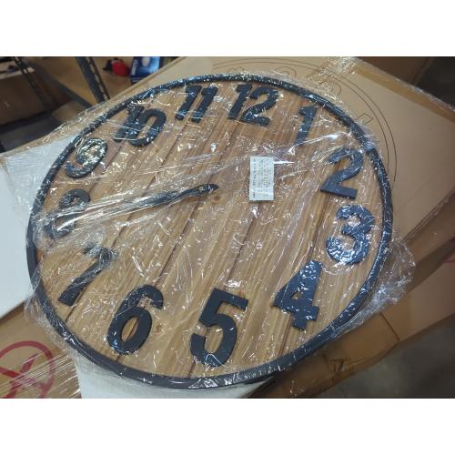 Montoire Size  24 Inch Wooden Farmhouse Wall Clock Large, Extra Large for Living Room Decor - Big Oversized Rustic Round Decorative Clocks for Walls, Battery Operated