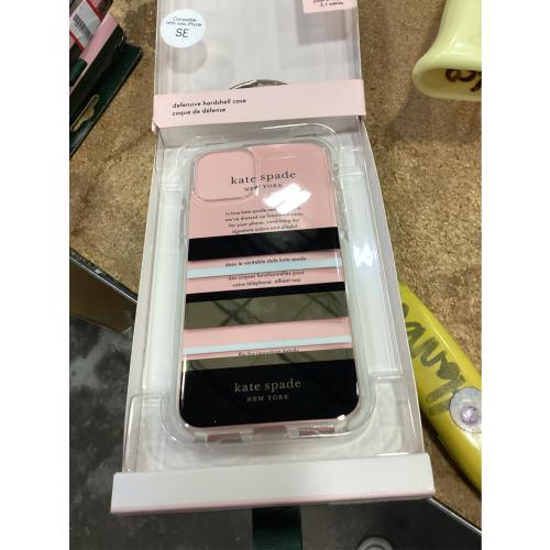 kate spade new york Defensive Hardshell Case (1-PC Comold) for iPhone 11 Pro, Park Stripe Gold Foil/Black/Cream/Cream Bumper/Clear