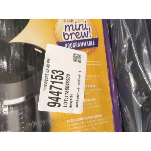 Mr. Coffee 5-Cup Programmable Coffee Maker Black: Drip Coffee Machine, Electric, Dishwasher-Safe, Paper Filter, 25 oz Capacity