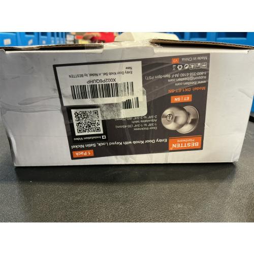 BESTTEN Keyed Entry Door Knob with Lock, Interior and Exterior Door Lock, Standard Ball, Satin Nickel