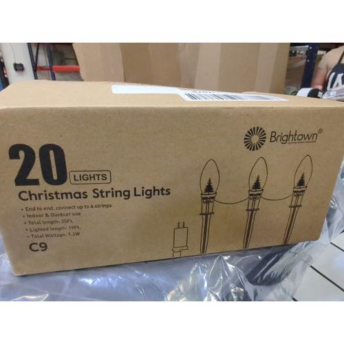 12 PCS- Christmas Pathway String Lights Outdoor - 25.7 Ft. C9 20 Clear Lights with 20 Stakes Connectable Waterproof for Indoor Xmas Party Holiday Commercial Decoration, Warm White