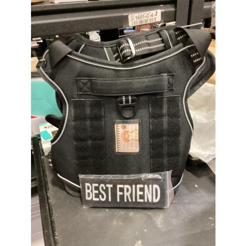 PET MARVEL Tactical Dog Harness for Large Size, No Pull Military Dog Vest with Easy Control Handle, Molle Hoop & Loop, Adjustable Reflective Reinforced Stich for Walking Training, Black