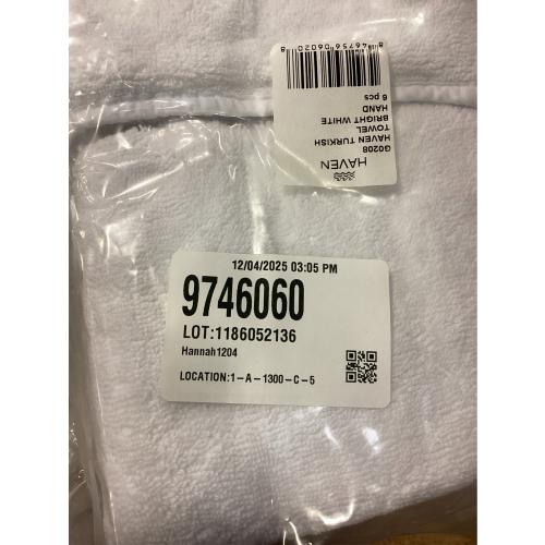 Haven Turkish Cotton Hand Towel in Bright White 6 PACK