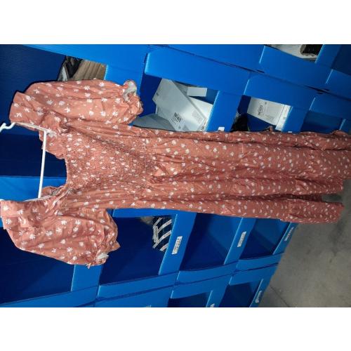 Rooscier Women's Floral Print Ruffle Shirred Swing Puff Short Sleeve Elegant Maxi Dress size medium