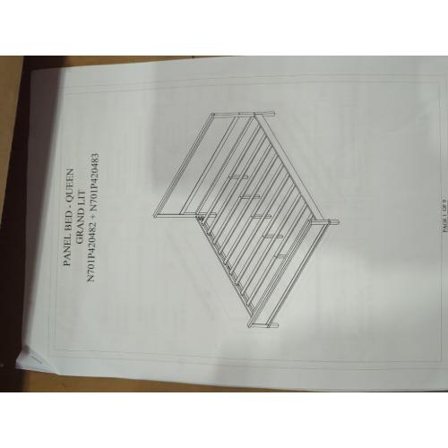 Panel Bed Frame Queen Grand Lit White 2 BOXES
