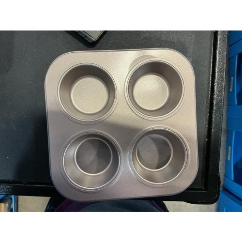 4 Cup Muffin Pan Baking Tray- Non-Stick Cupcake Tin Mold - Carbon Steel Cake Mould For Home, Cafe Bar and Restaurant(champagne)