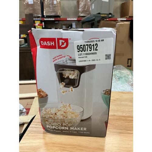 Dash Turbo Pop Popcorn Maker - Theater-Style Popcorn Machine - Comes with Measuring Cup & Butter-Melting Tray - Convenient, Space-Saving Design - 8 Cups, White