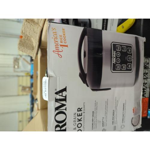 AROMA Digital Rice Cooker, 4-Cup (Uncooked) / 8-Cup (Cooked), Steamer, Grain Cooker, Multicooker, 2 Qt, Stainless Steel Exterior, ARC-914SBD
