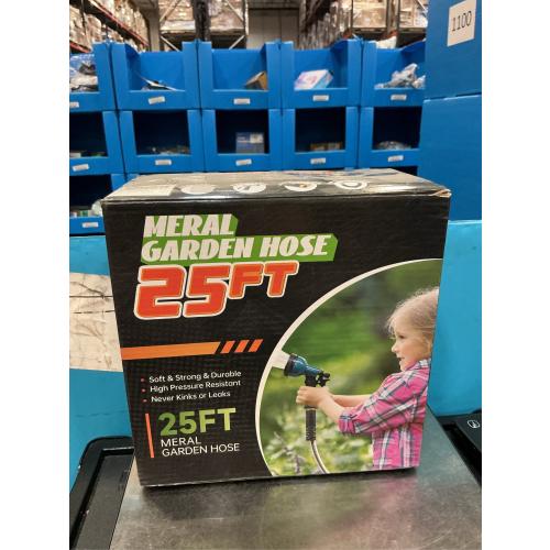 Garden Hose 25FT Stainless Steel Water Hose with 10 Functions Adjustable Spray Nozzle, Heavy-Duty Metal Garden Hose Flexible Durable No-Tangle & Kink Leak Dog Proof Hose for Yard Lawn(Blue)