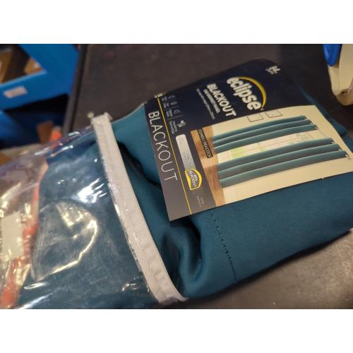 Cohen Thermaback Peacock Textured Solid Polyester 42 in. W x 84 in. L Blackout Single Grommet Top Curtain Panel