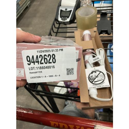 Conair Double Ceramic Curling Iron, 1 1/2 Extra-Long Barrel Hair Curling Iron, 30 Heat Settings, Turbo Heat, Auto Off, Cool Tip, Dual Voltage, Rose Gold