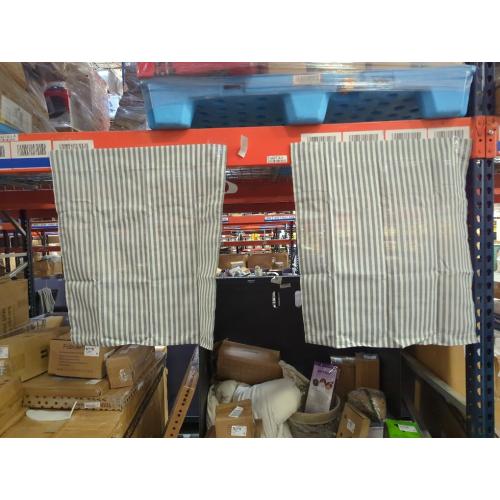 Renaiss 26 x 36 Inch Tan Stripe Farmhouse Kitchen Curtains Short Pinstripe Linen Texture Cafe Small Curtains Decor Ticking Stripe Light Filtering Small Window Treatments Rod Pocket Drapes 2 Panels