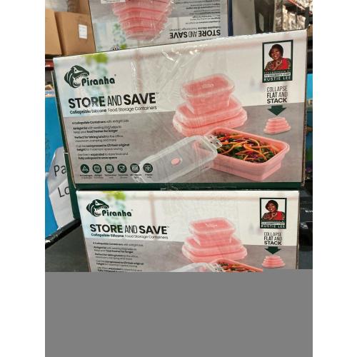 Collapsible Silicone Food Storage Containers with Lids,Set of 4 Silicone Lunch Box Containers,Foldable Meal Prep Container for Kitchen,Microwave & Dishwasher & Freezer Safe,BPA Free(Square Pink,8pcs)