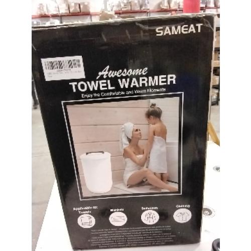 SAMEAT Heated Towel Warmers for Bathroom - Large Towel Warmer Bucket, Wood Handle, Auto Shut Off, Fits Up to Two 40X70 Oversized Towels, Best Ideals