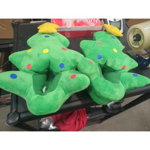 Size S 5-6 Color Green Christmas tree slippers