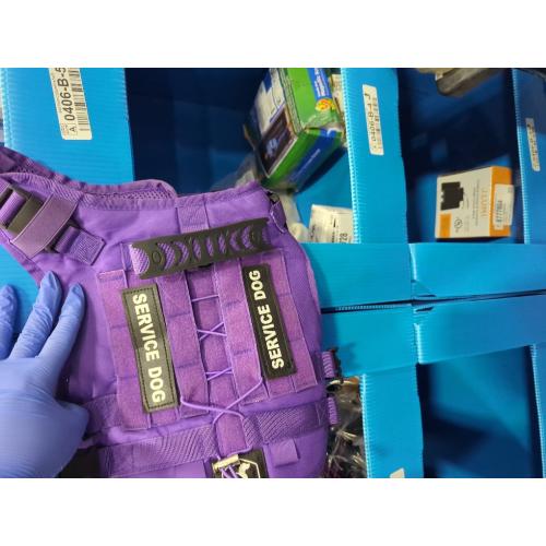 No Pull Tactical Dog Harness for Large Dogs, Escape Proof Molle Dog Vest Harness and Leash Set, Adjustable Military Service Dog Harness with Handle for Medium Large Dogs(Purple, L)