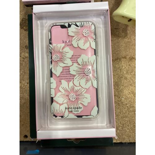 kate spade new york - Protective Hard Shell Case for Apple® iPhone® 11 - Cream With Stones/Hollyhock Floral Clear