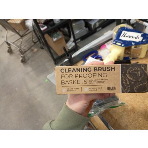 Bulka Banneton Natural Cleaning Brush for Wood Pulp Sourdough Proofing Baskets - Ergomonic Beechwood Handle & Agave Bristles, Medium Firmness Long & Short Bristles for Efficient Cleaning