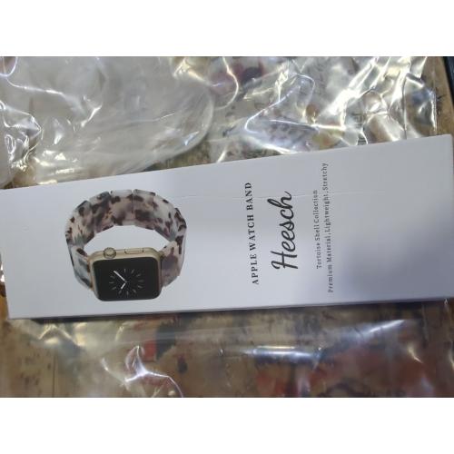Heesch Resin Fashion Watch Band Compatible with Apple Watch Series Ultra//10/9/8/7/SE/6/5/4, Tortoise Elastic Watch Band Bracelet Jewelry Wristband Women Girl for iWatch, 38/40/41/42mm, 42/44/45/46/49