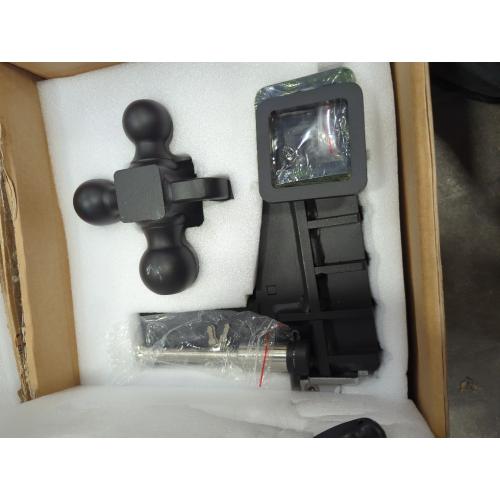 Adjustable Trailer Hitch with Hook, Tri-Ball (1-7/8 x 2 x 2-5/16) Drop Hitch, Fits 2.5-Inch Receiver, 6 Inch Drop Hitch, 18500 LBS GTW-Class 3 Tow Hitch for Heavy Duty Truck, Black