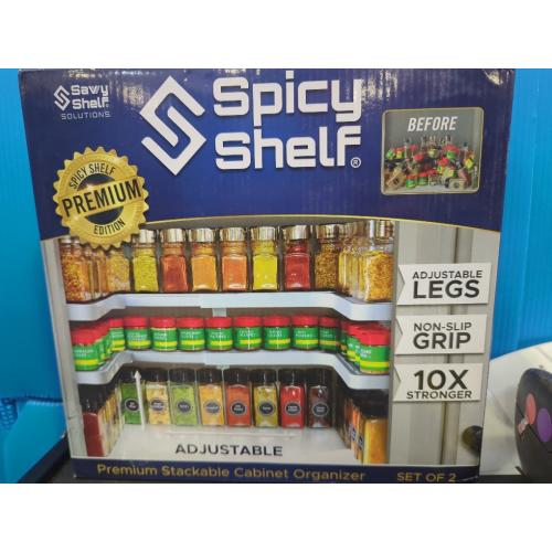 Spicy Shelf 3.0 - Expandable 2 Tiered Spice Rack Organizer for Cabinet & Pantry - Kitchen Seasoning Organizer - Cabinet Spice Racks for Inside Cabinets (Spicy Shelf Premium) - Home Organization