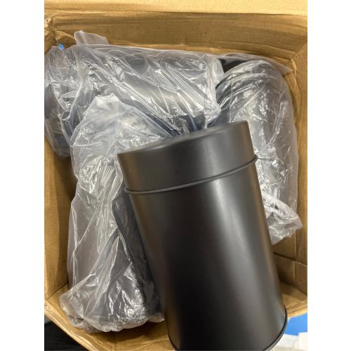 Tanlade 10 Pcs Tea Tin Canister Metal Round Can with Airtight Lid Double Sealed Tea Tin Canisters, with 1 Erasable Chalk Marker and 16 Stickers for Loose Leaf Coffee Sugar, 16 oz (there are some dents)